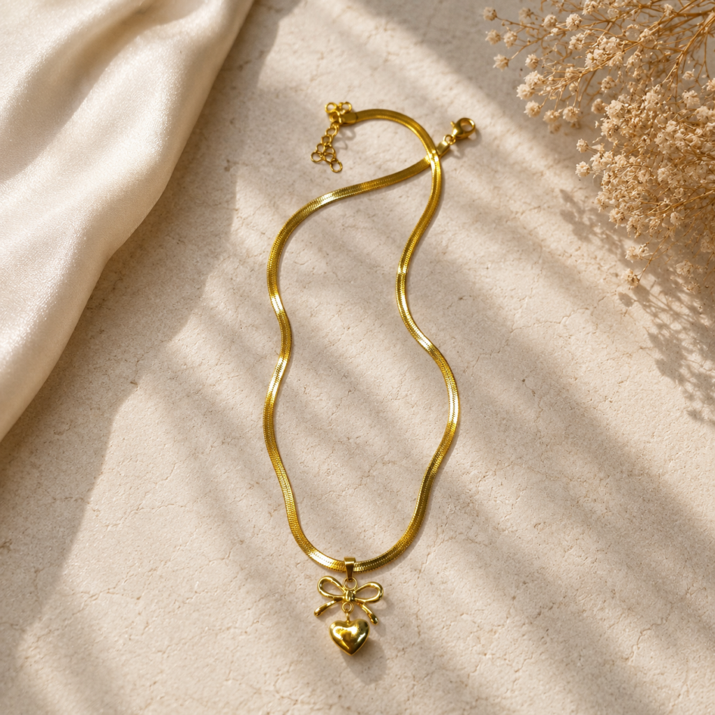 Bow Heart Anti Tarnish pendant