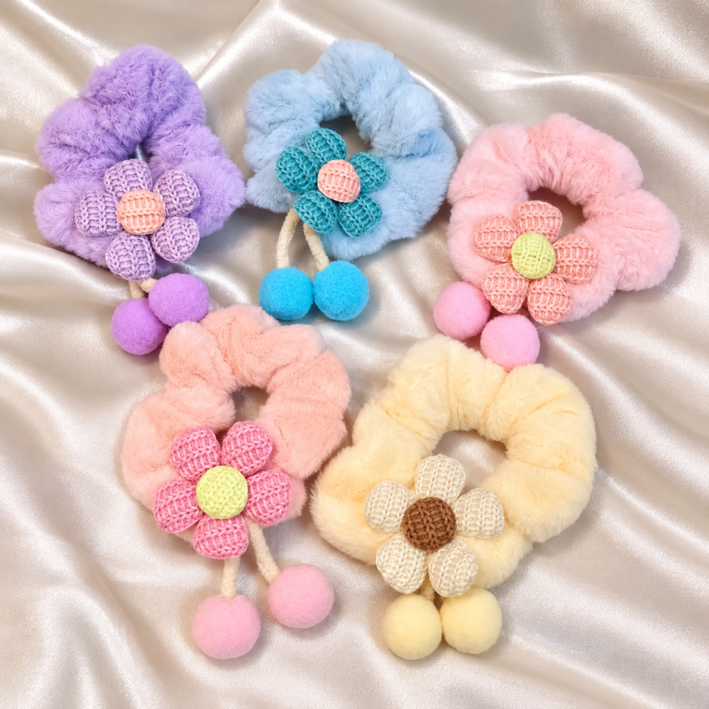 puffy flower scrunchy