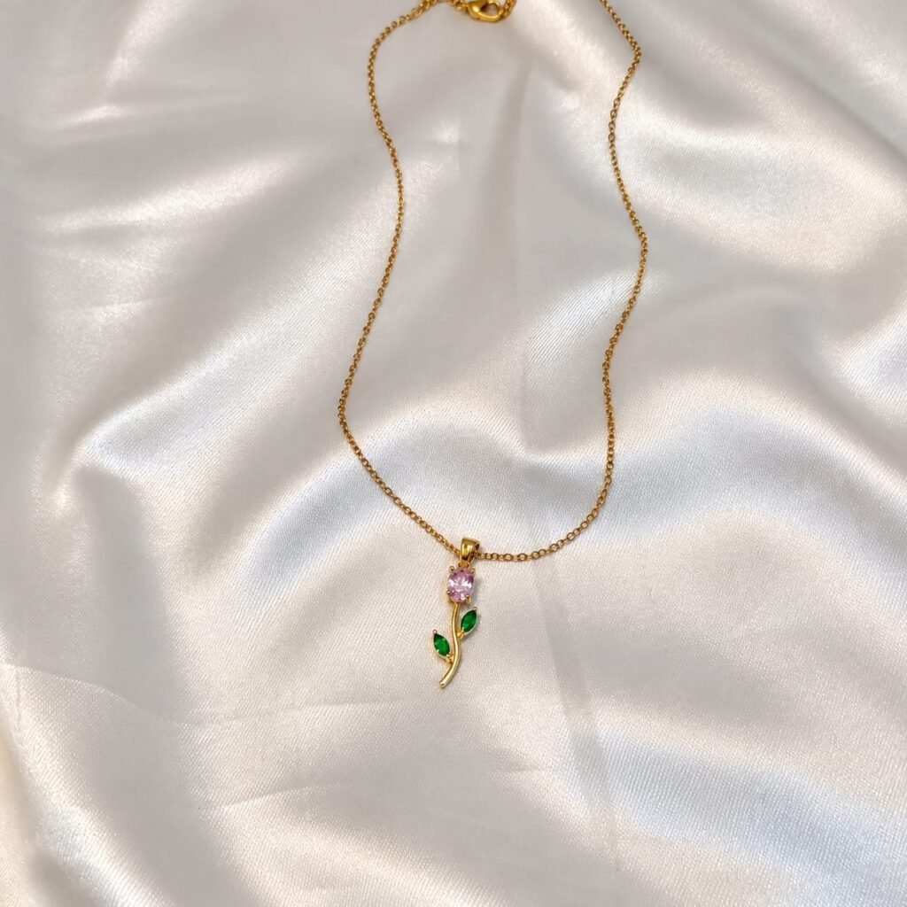 Pink Tulip Anti Tarnish Pendant